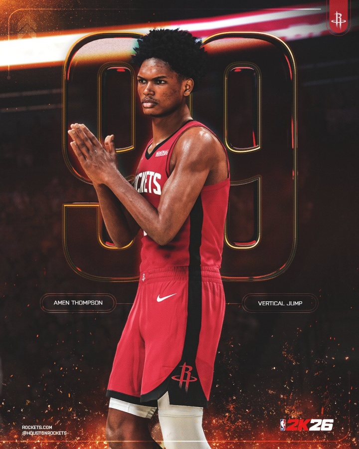 华体会体育迷APP-天赋顶天！火箭官方：阿门-汤普森2K垂直弹跳能力值99联盟第一
